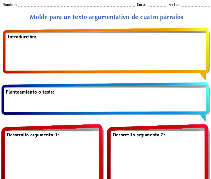 Molde para un texto argumentativo de cuatro párrafos Imagen portada