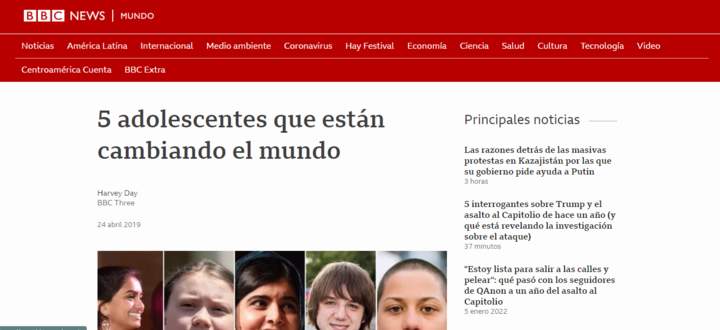 BBC: 5 adolescentes que están cambiando el mundo Imagen portada