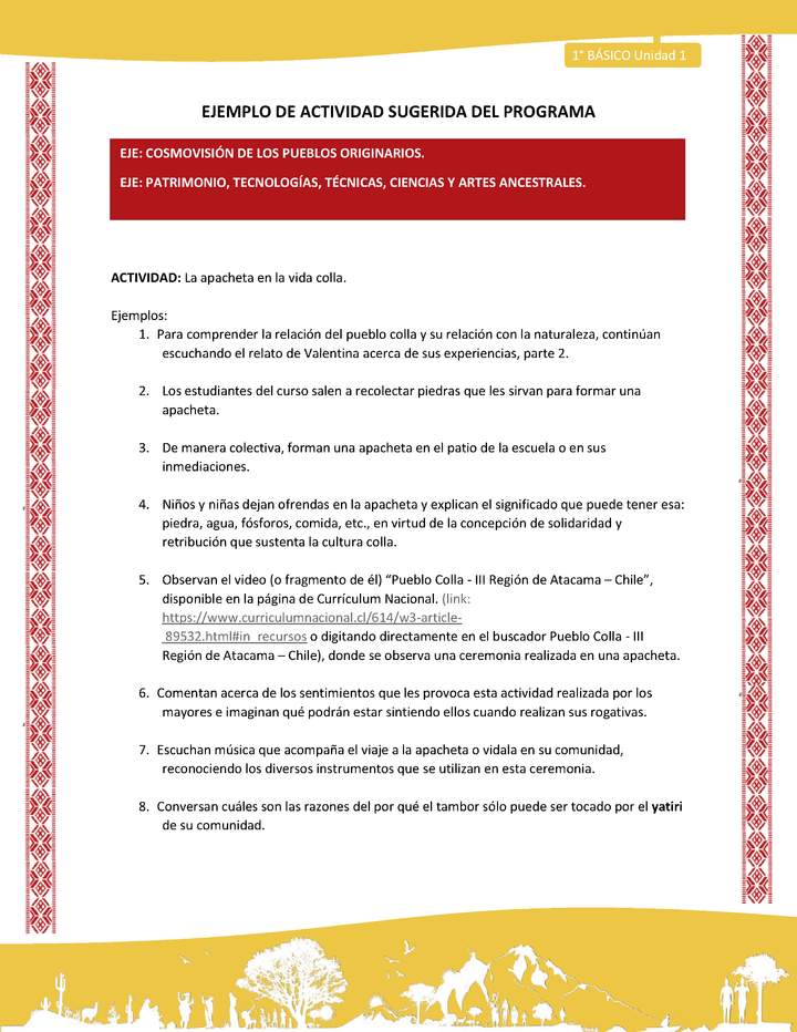 Actividad sugerida: LC01 - Colla - U1 - N°3: La apacheta en la vida colla. Imagen portada