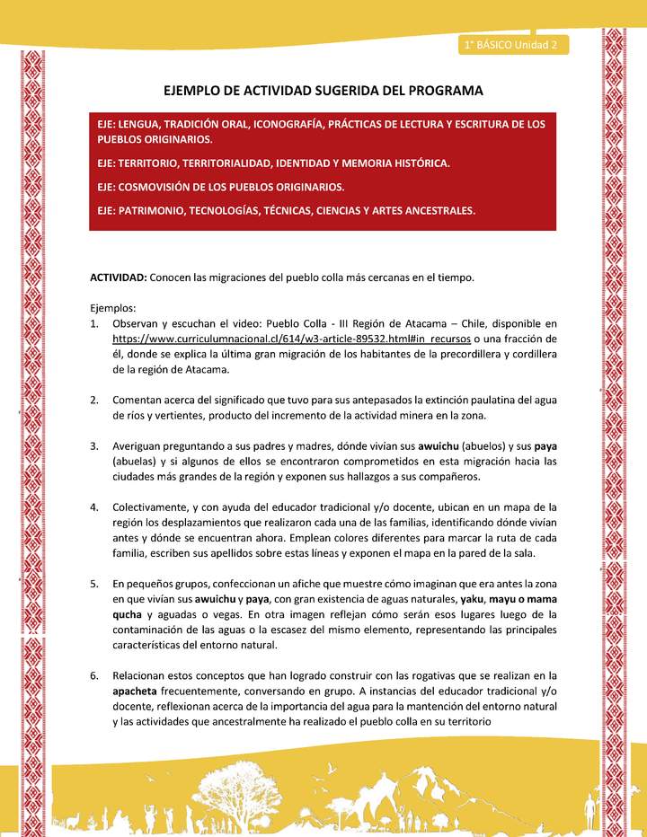 Actividad sugerida: LC01 - Colla - U2 - N°2: Conocen las migraciones del pueblo colla más cercanas en el tiempo. Imagen portada
