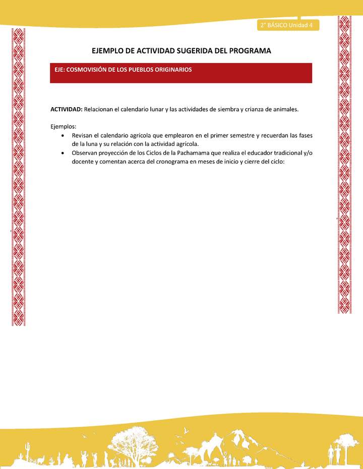 Actividad sugerida: LC02 - Colla - U4 - N°3: Relacionan el calendario lunar y las actividades de siembra y crianza de animales. Imagen portada