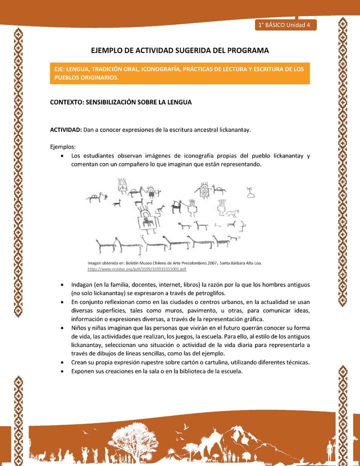 Actividad sugerida: LC01 - Lickanantay - U4 - N°1: DAN A CONOCER EXPRESIONES DE LA ESCRITURA ANCESTRAL LICKANANTAY. Imagen portada