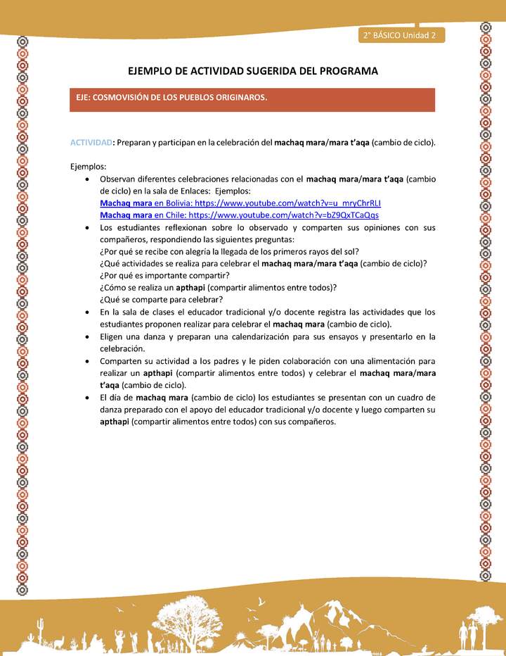 Preparan y participan en la celebración del machaq mara/mara t’aqa (cambio de ciclo). Imagen portada