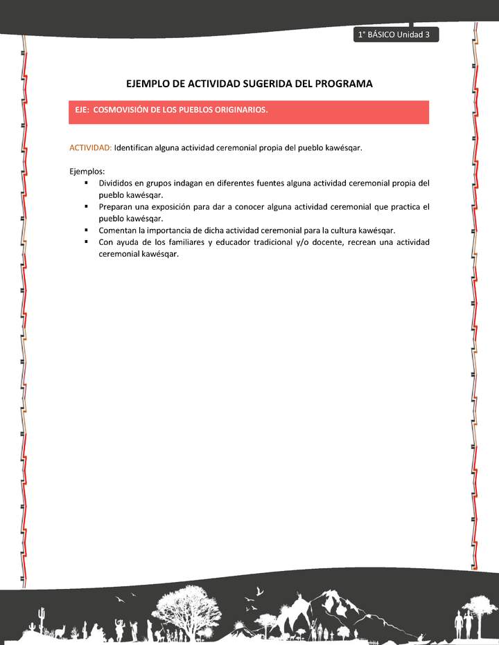 Actividad sugerida: LC01 - KAWÉSQAR - U3 - N°4: IDENTIFICAN ALGUNA ACTIVIDAD CEREMONIAL PROPIA DEL PUEBLO KAWÉSQAR. Imagen portada
