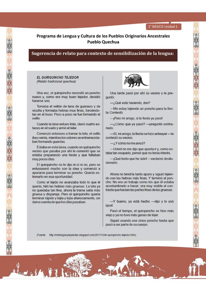 Relato EL Quirquincho tejedor I Imagen portada
