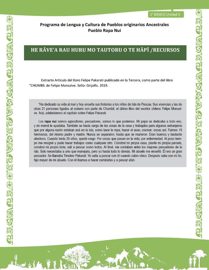 HE RĀVE’A RAU HURU MO TAUTORU O TE HĀPĪ-RECURSOS - LC01-RAPANUI - U03 Imagen portada