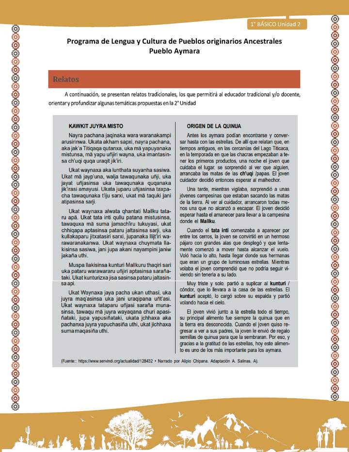 Relato: Y el origen de la quinua Imagen portada