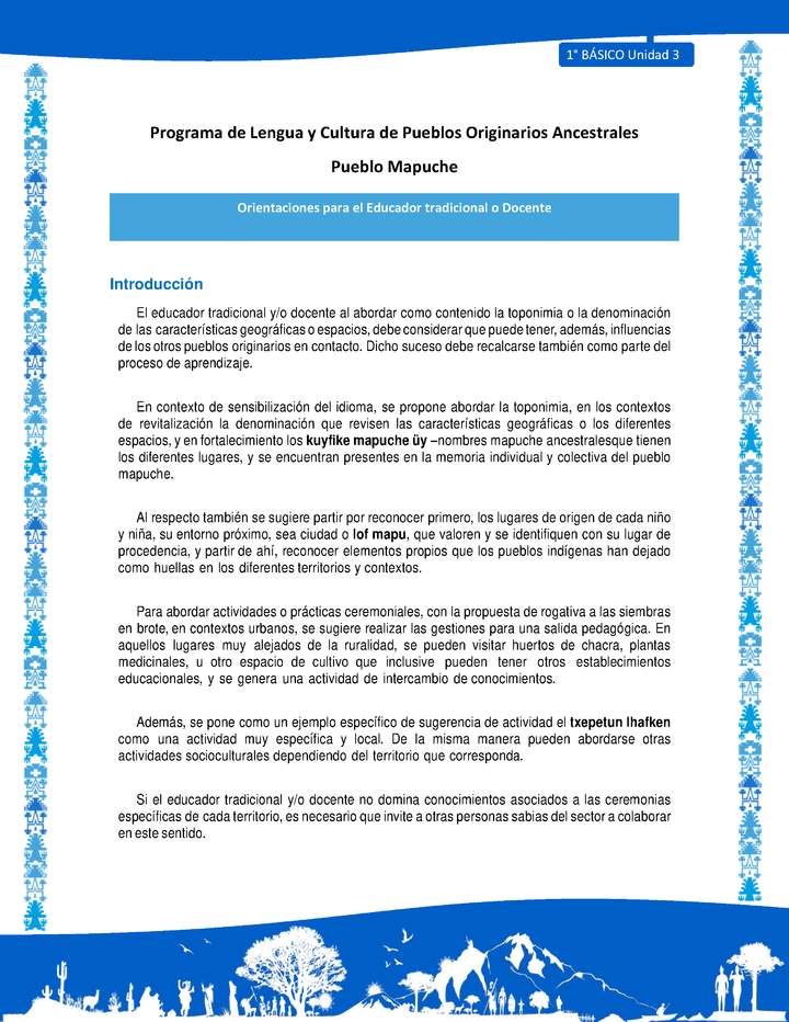 Orientaciones al docente - LC01 - Mapuche - U3 - Introducción Imagen portada