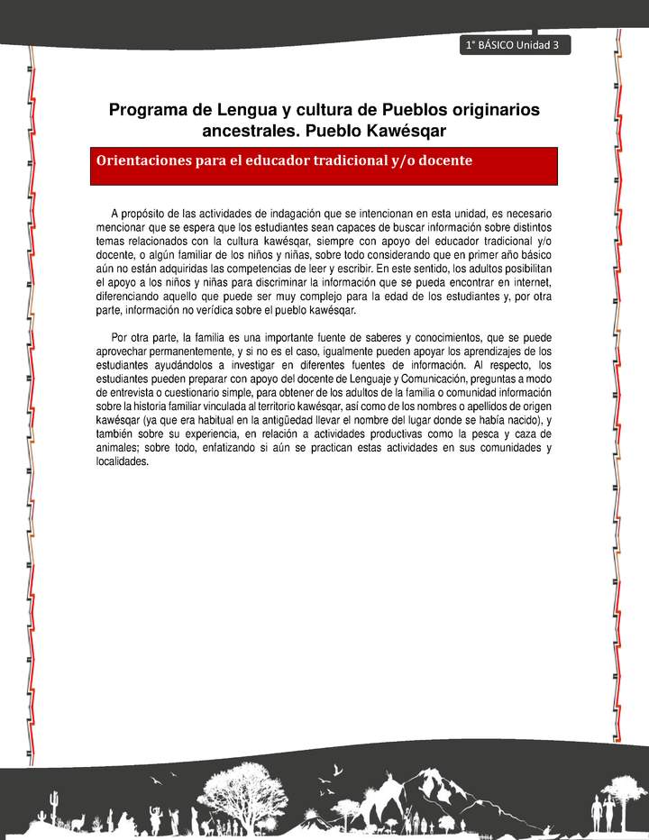 Orientaciones al docente - LC01 - Kawésqar - U3 - Introducción Imagen portada