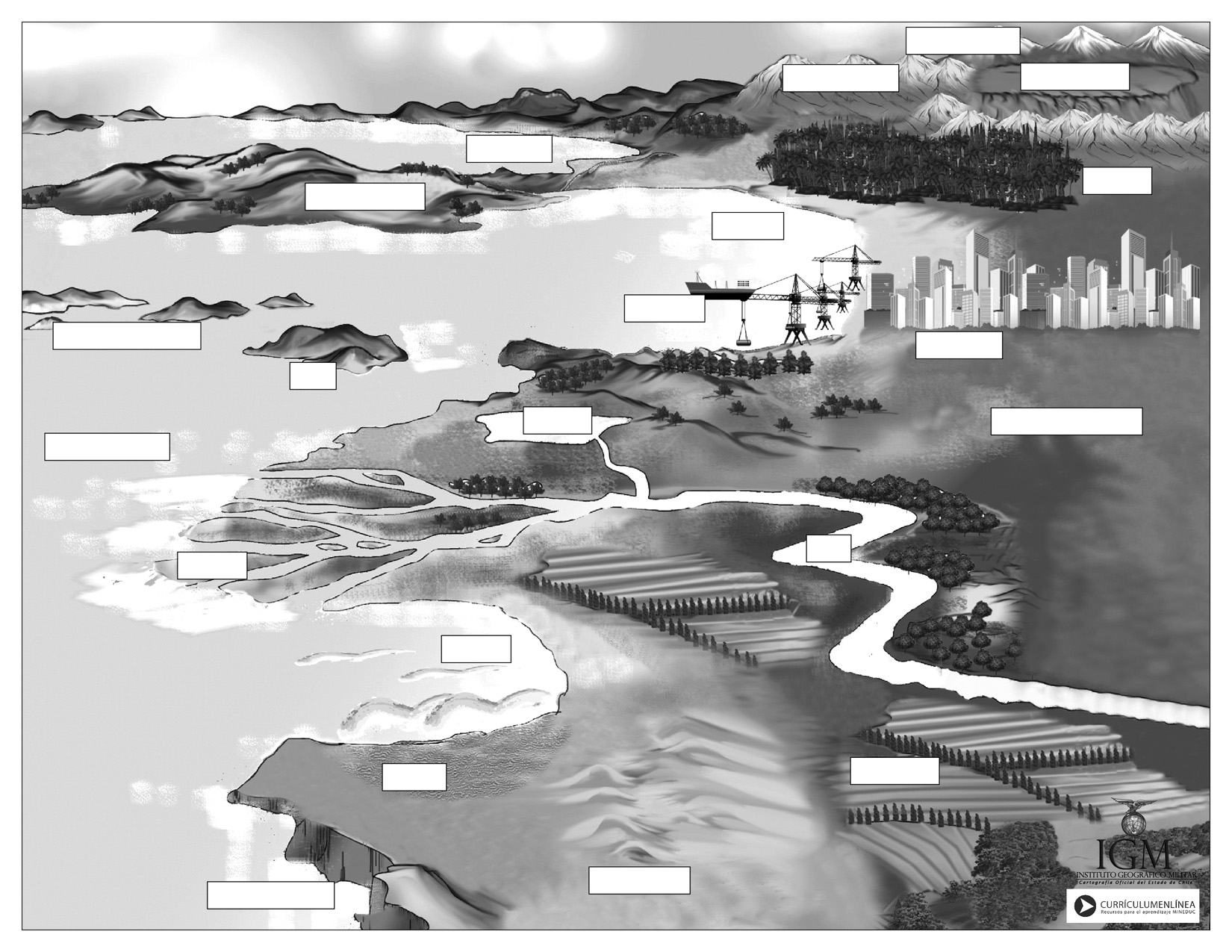 Nombres geográficos en blanco y negro Imagen portada