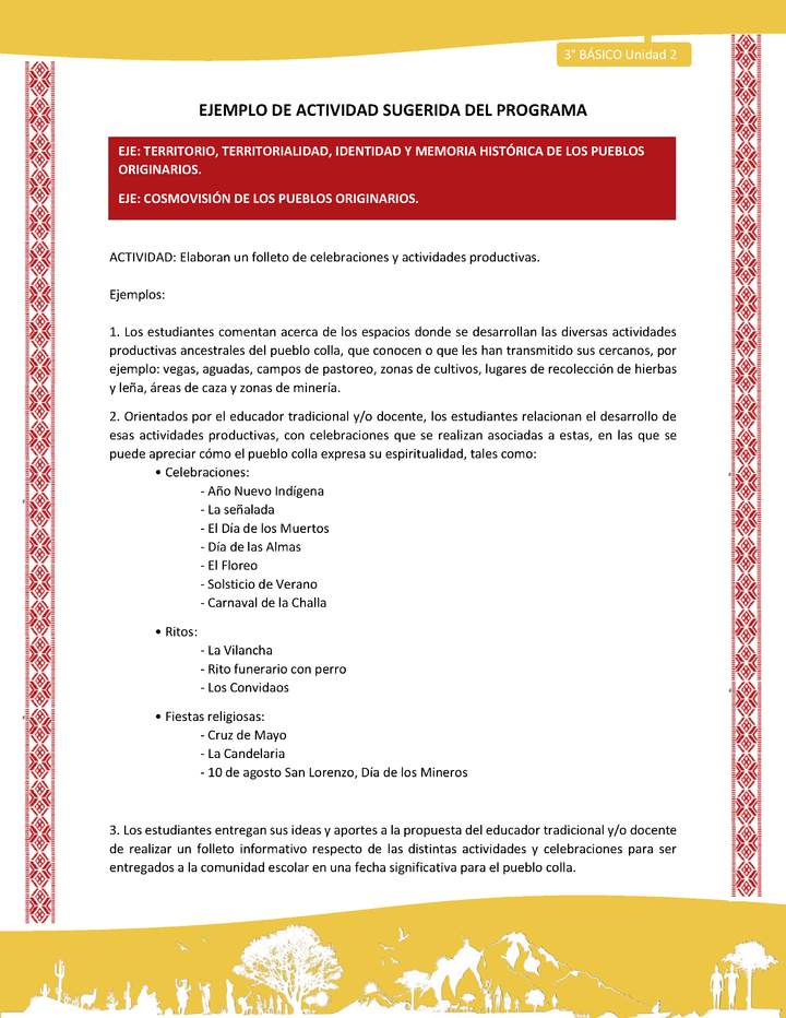 Elaboran un folleto de celebraciones y actividades productivas Imagen portada
