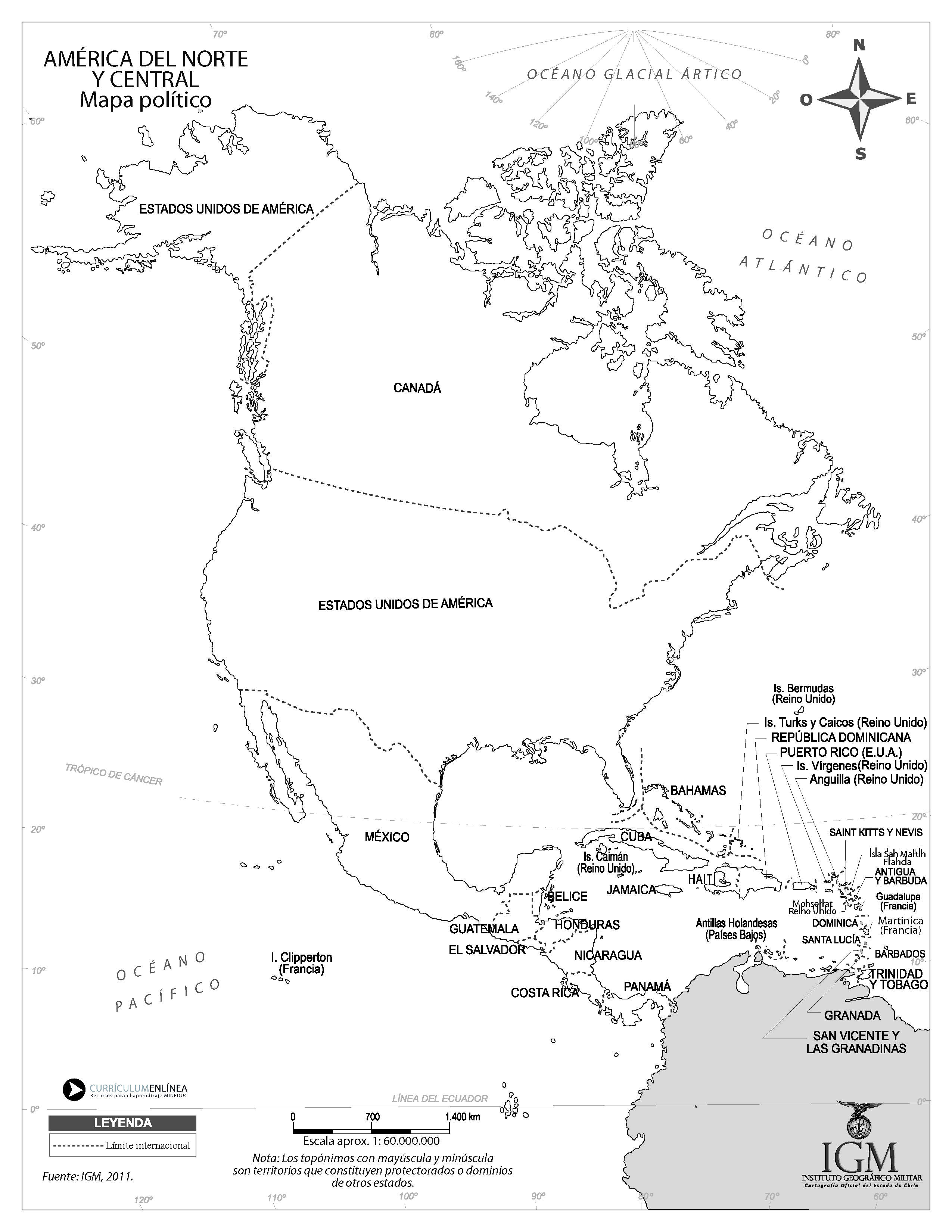Mapa político de América del Norte y Central Imagen portada