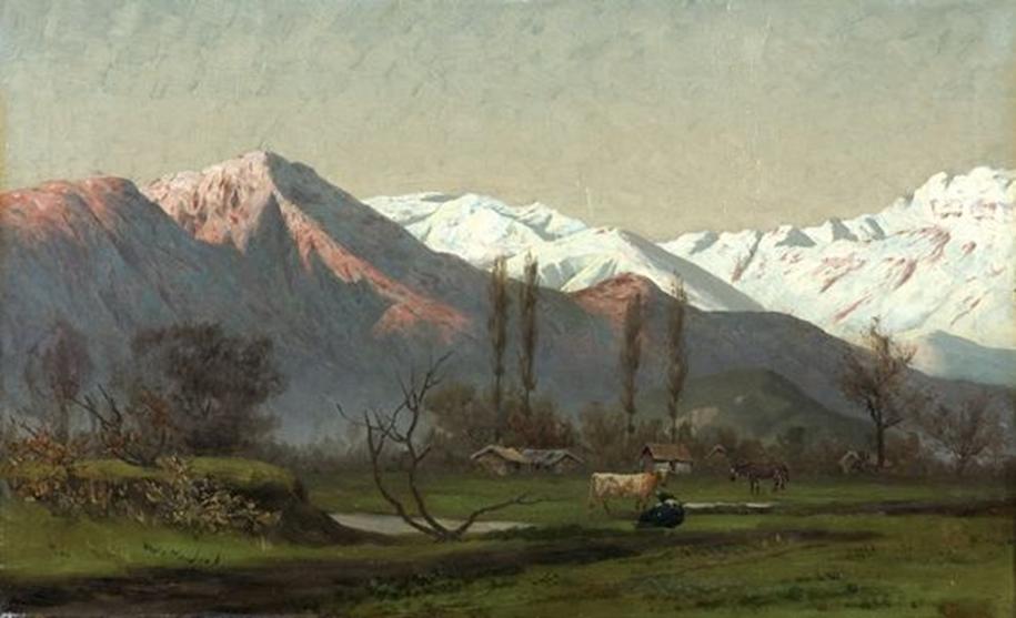 Paisaje de cordillera con vacunos de Pedro Lira Imagen portada