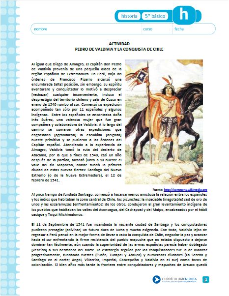 Pedro de Valdivia y la conquista de Chile Imagen portada