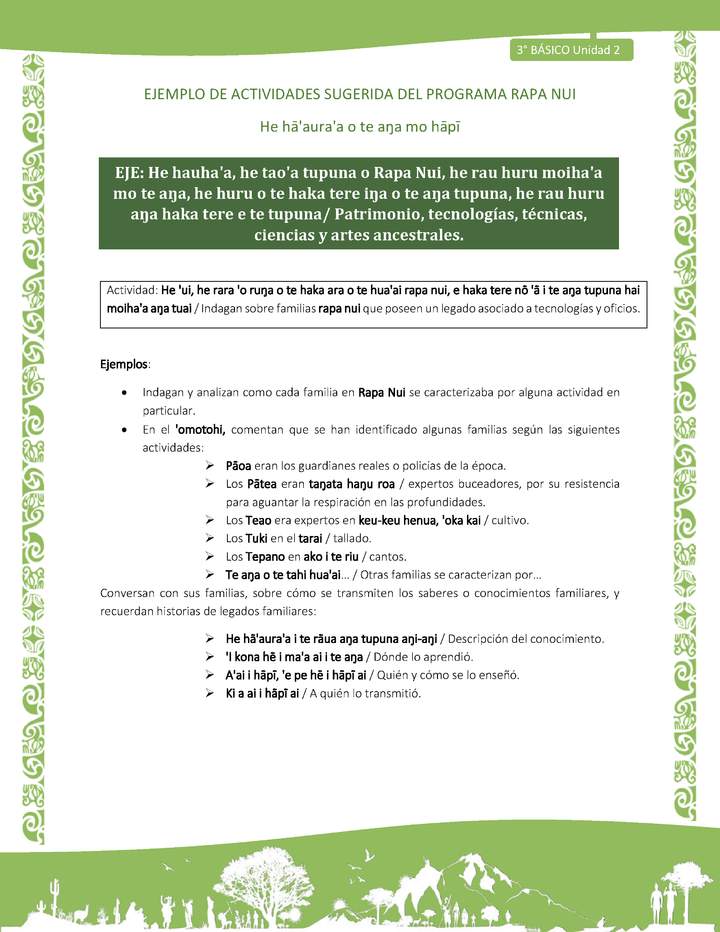 Indagan sobre familias rapa nui que poseen un legado asociado a tecnologías y oficios Imagen portada