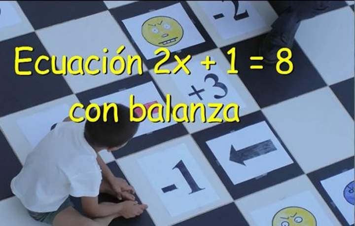 Ecuación 2x + 1 = 8 con balanza Imagen portada