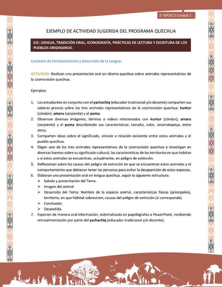 Realizan una presentación oral en idioma quechua sobre animales representativos de la cosmovisión quechua Imagen portada