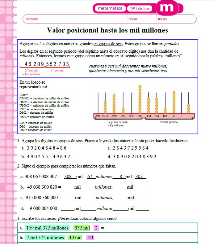 Valor posicional hasta mil millones Imagen portada