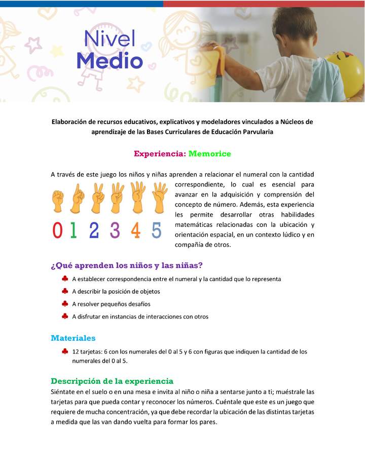 Experiencia educativa: Memorice Imagen portada