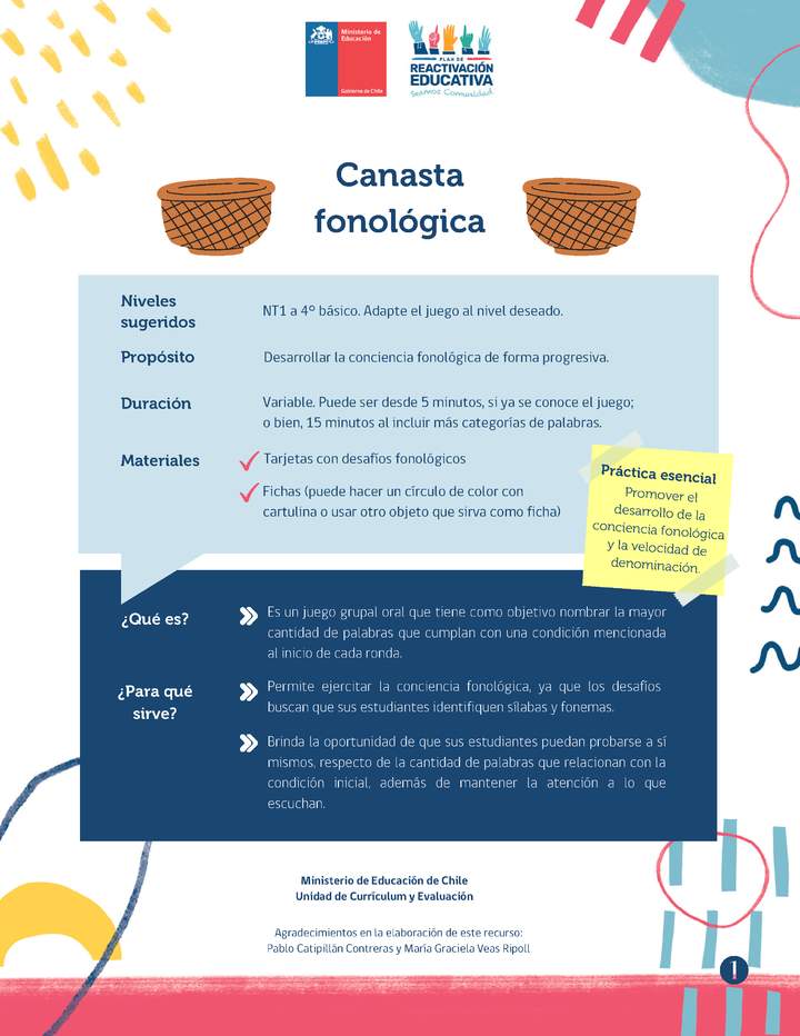 Recurso para el aula. Canasta fonológica Imagen portada