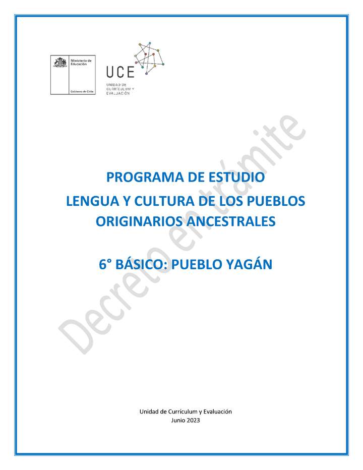 Programa de Estudio YAGAN 6° básico Imagen portada