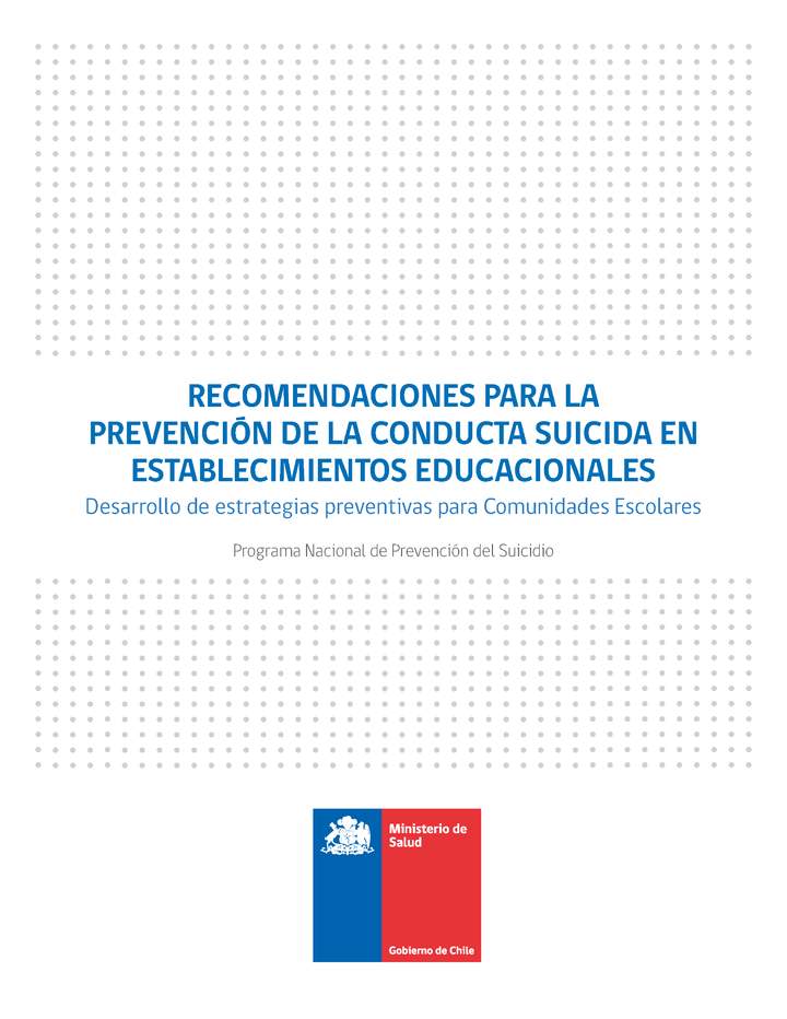 Recomendaciones para la prevención de la conducta suicida en establecimientos educacionales. Imagen portada