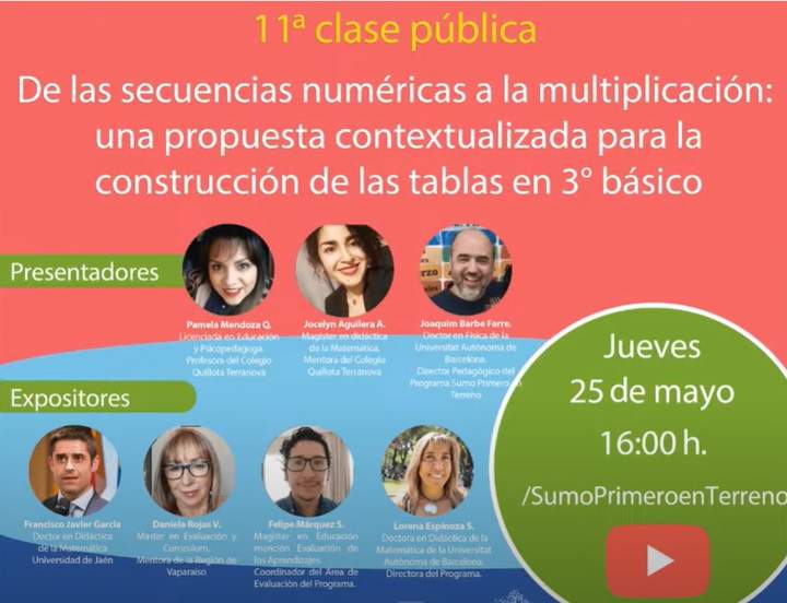 11a clase pública: "De las secuencias numéricas a la multiplicación: una propuesta contextualizada para la construcción de las tablas" Imagen portada