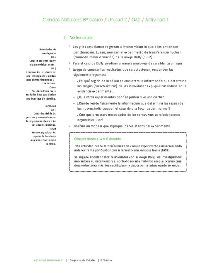 Ciencias Naturales 8° básico-Unidad 2-OA2-Actividad 1 Imagen portada