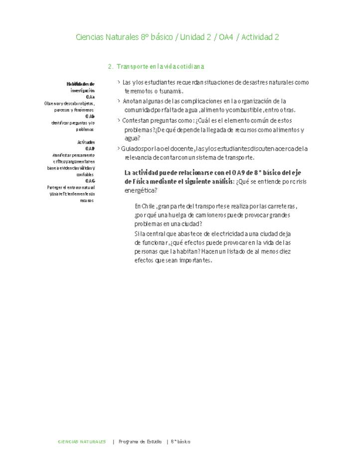 Ciencias Naturales 8° básico-Unidad 2-OA4-Actividad 2 Imagen portada