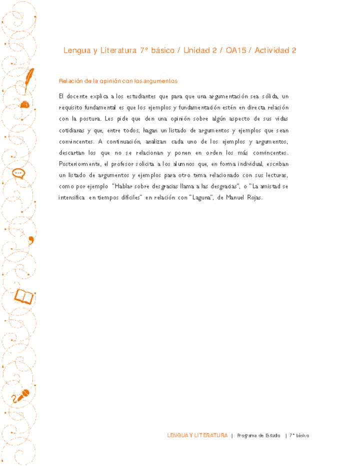 Lengua y Literatura 7° básico-Unidad 2-OA15-Actividad 2 Imagen portada