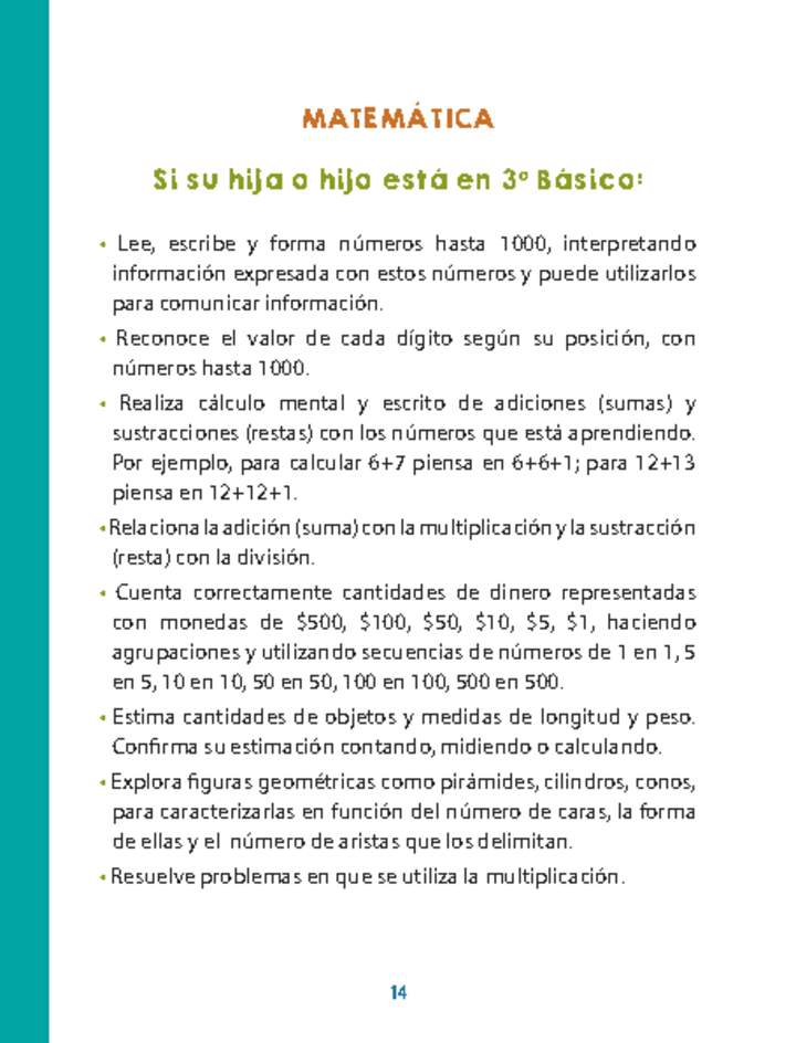 Si su hija o hijo está en 3° Básico Matemática Imagen portada