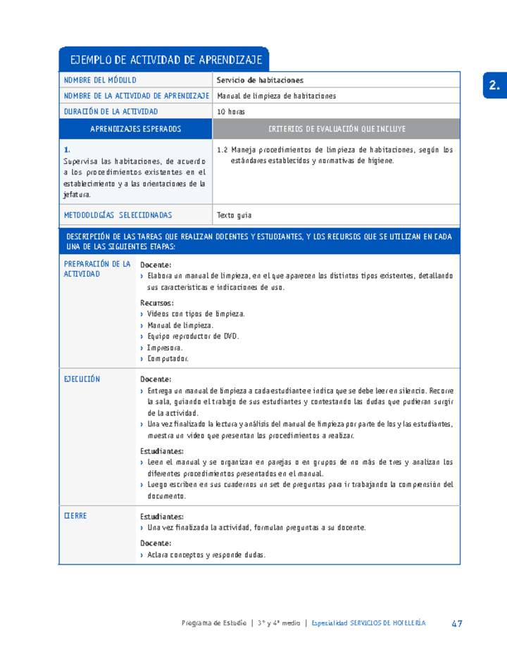 Manual de limpieza de habitaciones Imagen portada