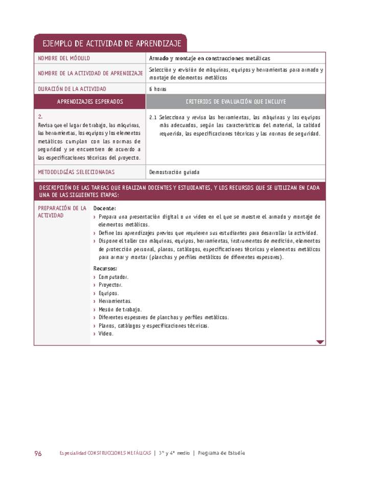Selección y revisión de máquinas, equipos y herramientas para armado y montaje de elementos metálicos Imagen portada