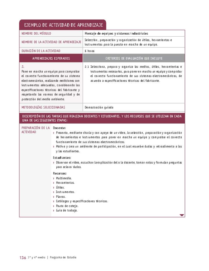 Selección, preparación y organización de útiles, herramientas e instrumentos para la puesta en marcha de un equipo. Imagen portada