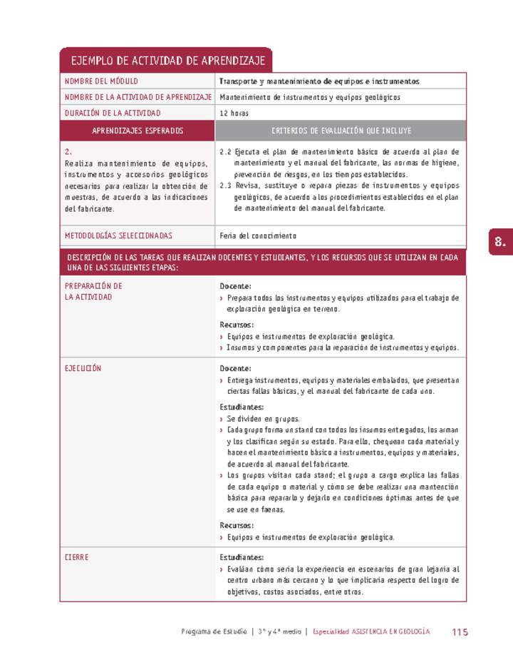 Mantenimiento de instrumentos y equipos geológicos Imagen portada