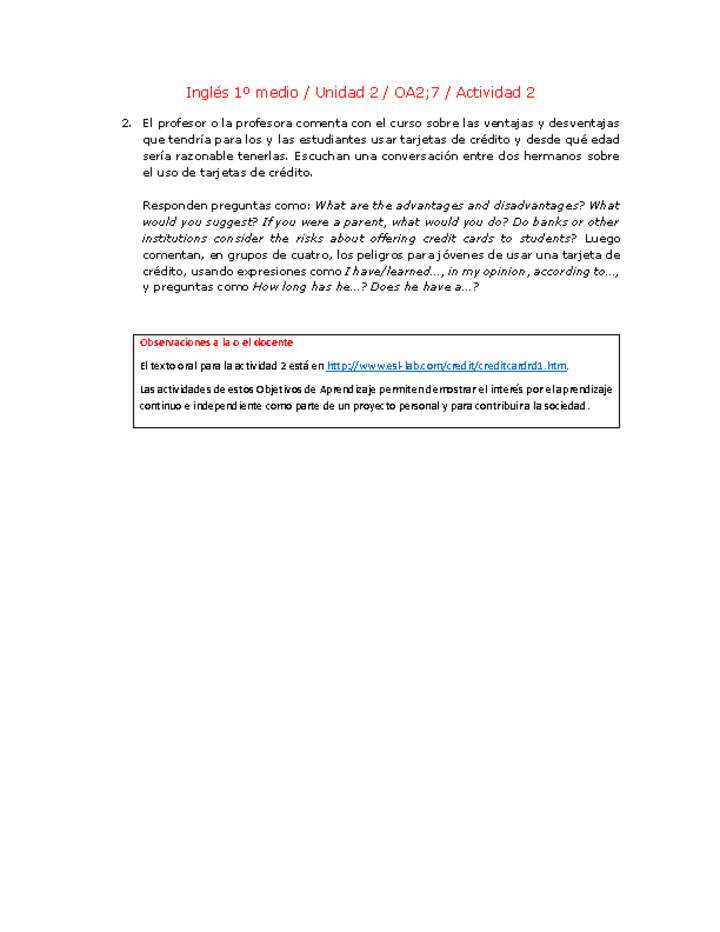 Inglés 1 medio-Unidad 2-OA2;7-Actividad 2 Imagen portada