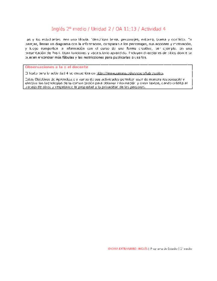 Inglés 2 medio-Unidad 2-OA11;13-Actividad 4 Imagen portada