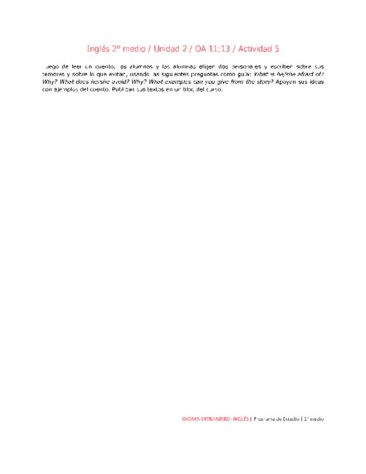Inglés 2 medio-Unidad 2-OA11;13-Actividad 5 Imagen portada