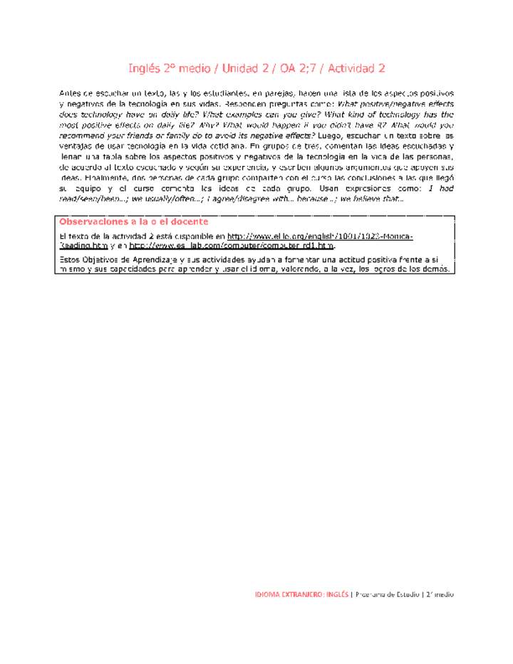 Inglés 2 medio-Unidad 2-OA2;7-Actividad 2 Imagen portada