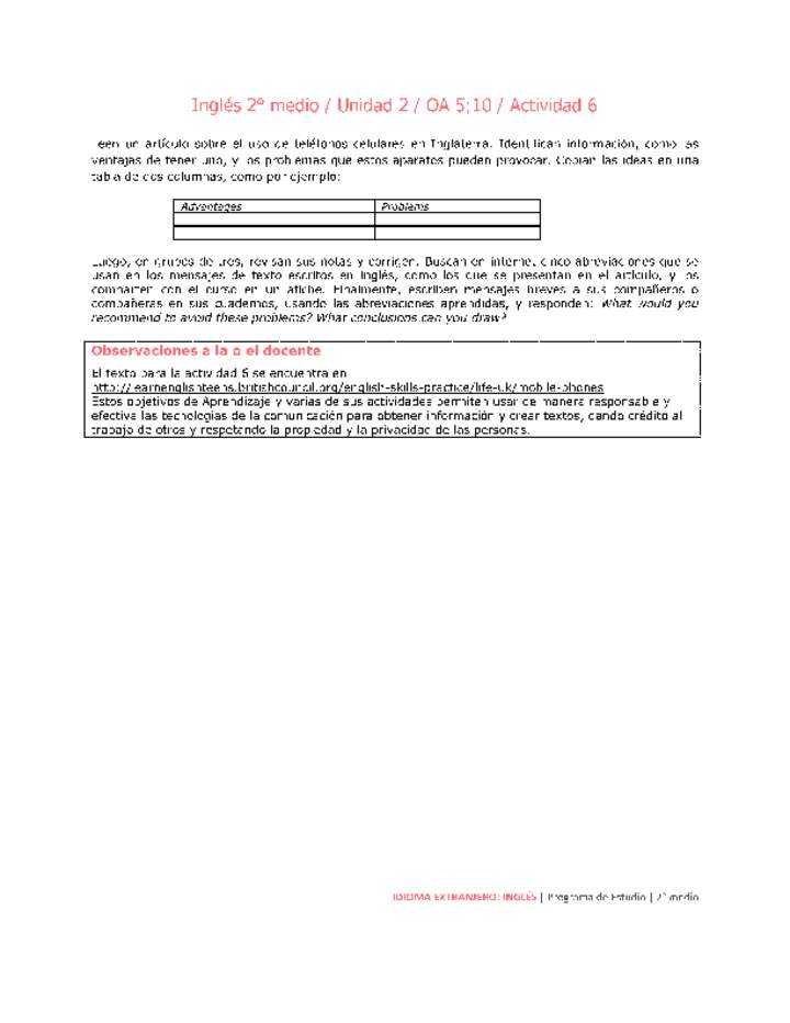 Inglés 2 medio-Unidad 2-OA5;10-Actividad 6 Imagen portada