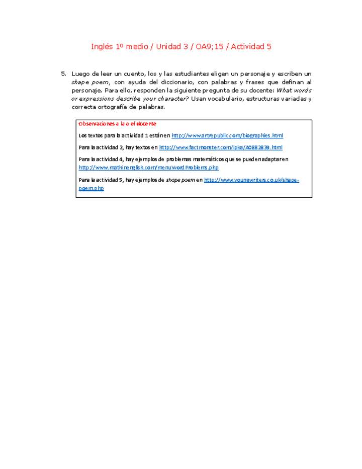 Inglés 1 medio-Unidad 3-OA9;15-Actividad 5 Imagen portada