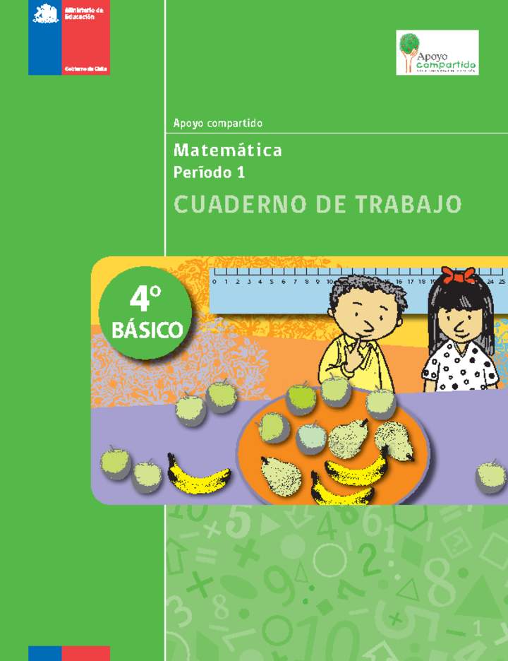 Plan de apoyo compartido: Matemática 4° básico, Unidad 1 Imagen portada