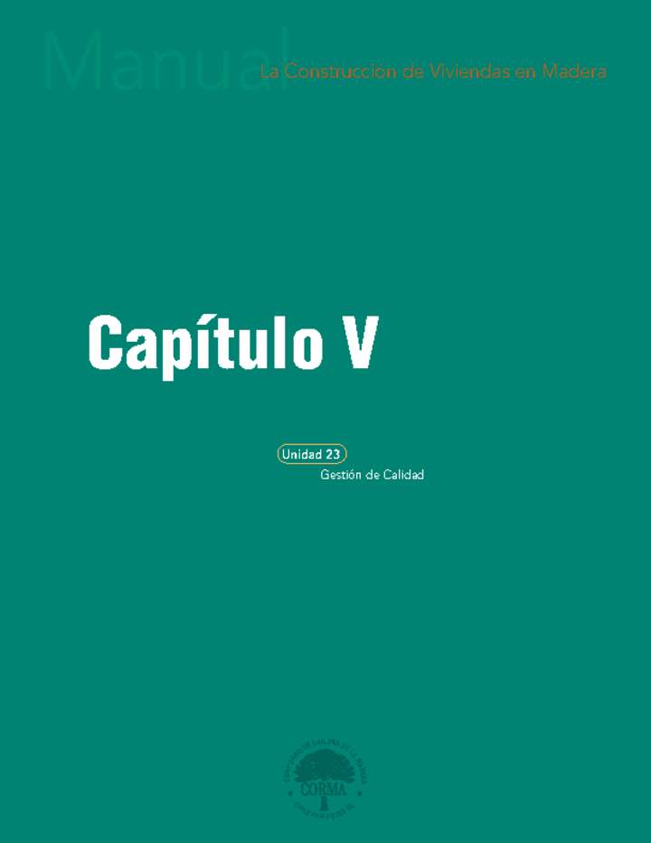 Manual La construcción de viviendas en madera. Capítulo 5: Gestión de calidad. Imagen portada