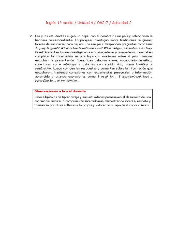 Inglés 1 medio-Unidad 4-OA2;7-Actividad 2 Imagen portada