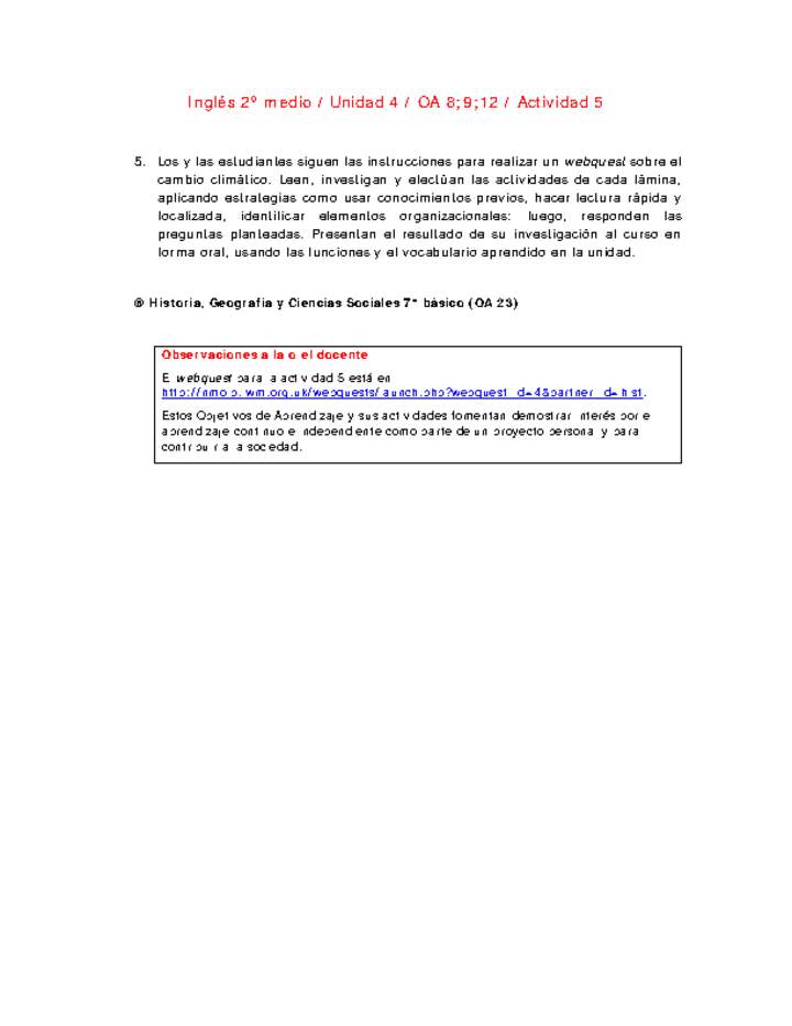 Inglés 2 medio-Unidad 4-OA8;9;12-Actividad 5 Imagen portada