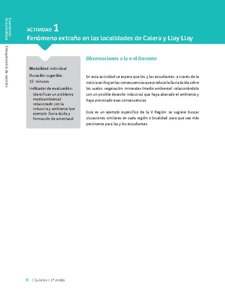 Actividad 1. Fenómeno extraño en las localidades de Calera y Llay Llay Imagen portada