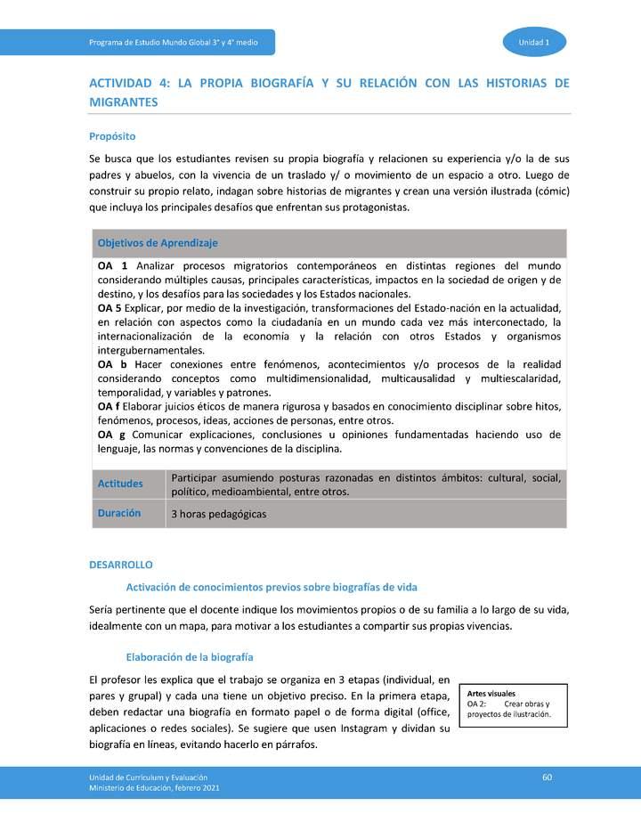 Actividad 4: La propia biografía y su relación con las historias de migrantes Imagen portada