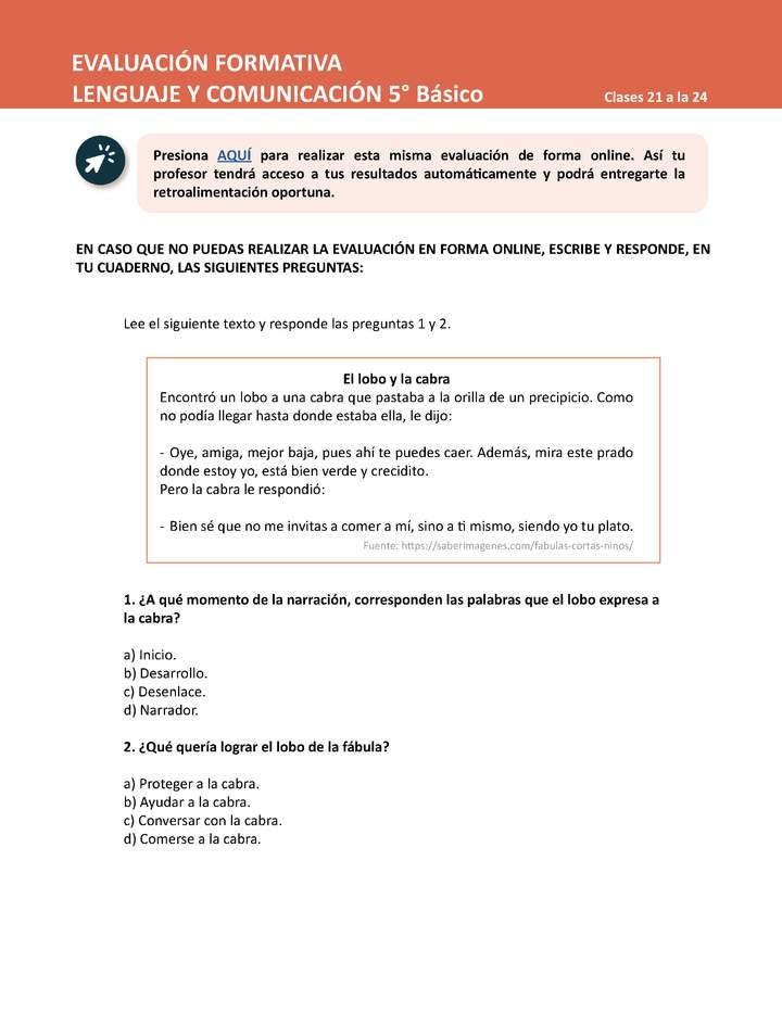 Evaluación Lengua y Comunicación 5° básico Unidad 1 Semana 6 Imagen portada