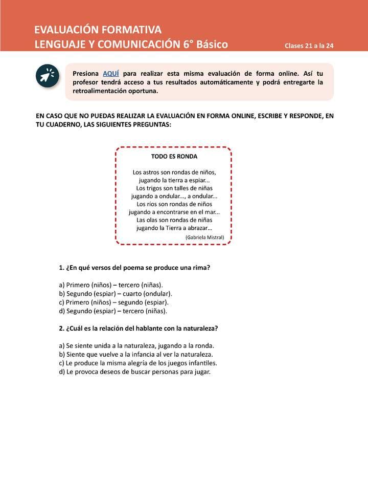 Evaluación Lengua y Comunicación 6° básico Unidad 1 Semana 6 Imagen portada