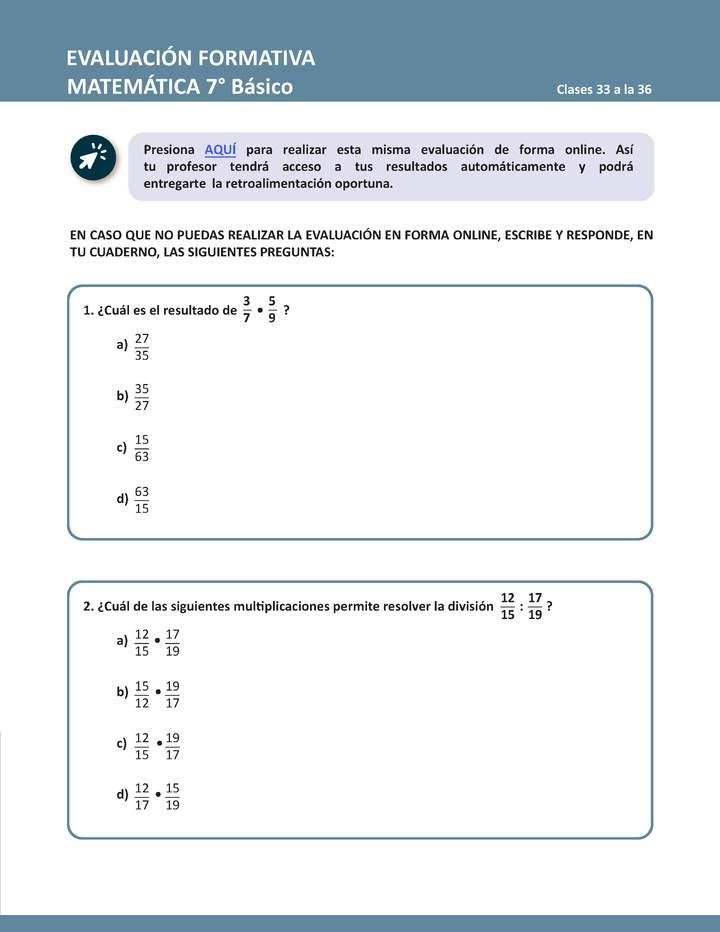 Matemática 7° básico Unidad 1: Evaluación semana 9 Imagen portada